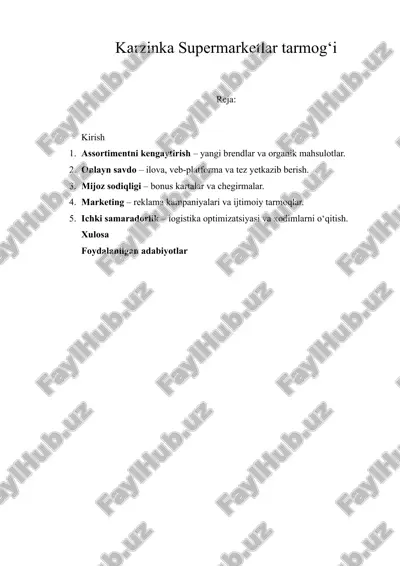 karzinka supermarketlar tarmog‘i — DOCX