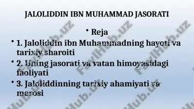 jaloliddin ibn muhammad jasorati — PPTX