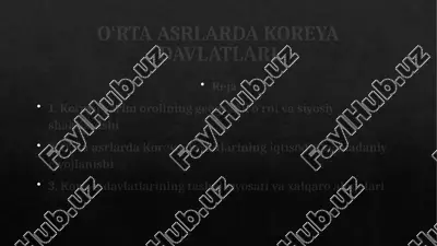 oʻrta asrlarda koreya davlatlari — PPTX