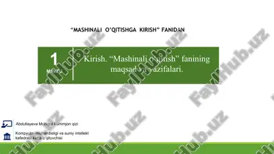 "mashinali o'qitishga kirish" — PPTX