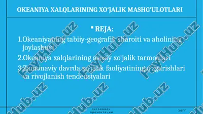 okeaniya xalqlarining xo‘jalik mashg‘ulotlari — PPTX