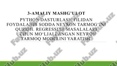 python dasturlash tilidan foydalanib neyron tarmoq — PPTX