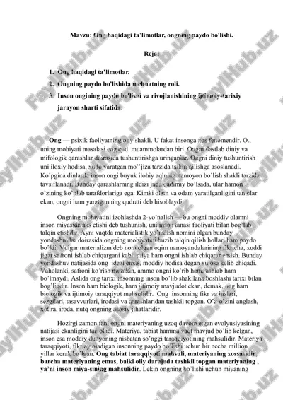 ong haqidagi ta’limotlar — DOCX