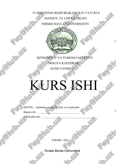 auditning paydo bo’lishi va rivojlanishi — DOCX