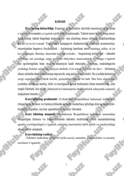 tabiatni muhofaza qilish — PDF