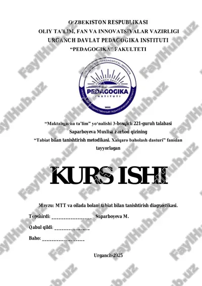 maktabgacha ta‟limning tabiat bilan tanishtirish diagnostikasi — PDF