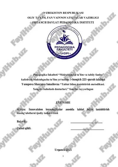 tabiat bilan tanishtirish metodikasi — PDF