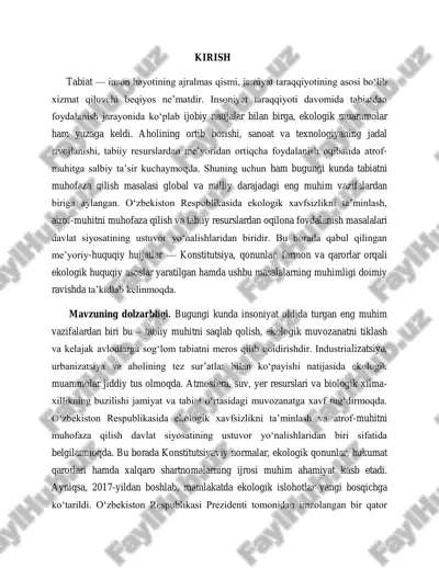 tabiatni muhofaza qilish me'yoriy-huquqiy hujjatlari — PDF