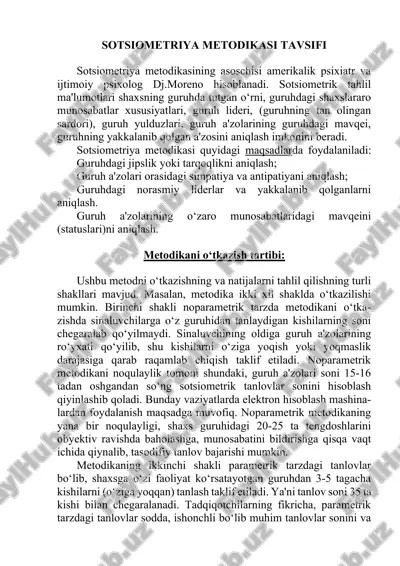 sotsiometriya metodikasi — DOCX