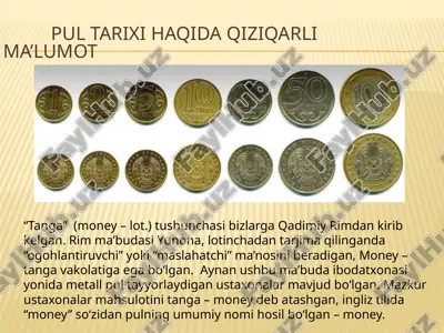 pul tarixi haqida qiziqarli ma’lumot — PPTX