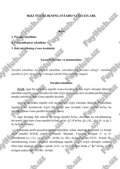 ikki tekislikning o'zaro vaziyatlari. — DOCX