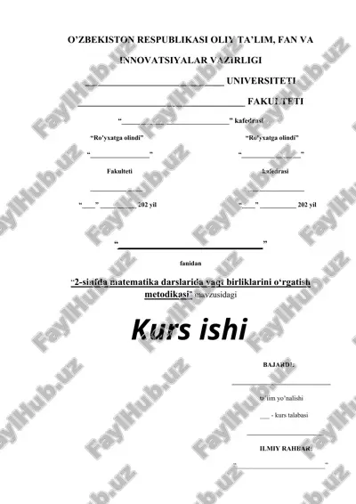 2-sinfda matematika darslarida vaqt birliklarini o`rgatish metodikasi — DOCX