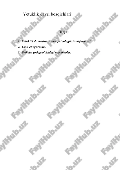 yetuklik davri bosqichlari — DOC