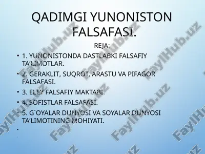qadimgi yunoniston falsafasi — PPT