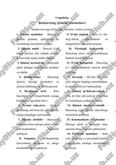 bolalarning ijtimoiy moslashuvi — DOCX