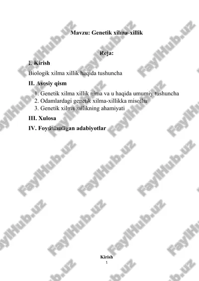 genetik xilma-xillik — DOCX