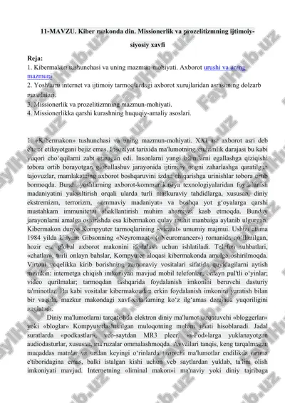 kiber makonda din va global tarmoq — DOCX