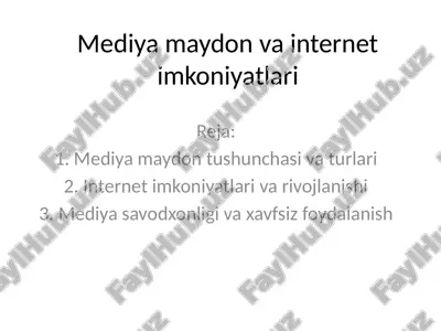 mediya maydon va internet imkoniyatlari — PPTX