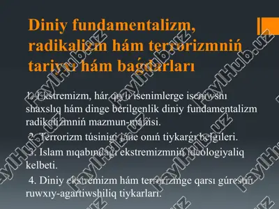 diniy fundamentalizm, radikalizm hám terrorizm — PPTX