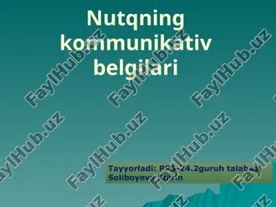 nutqning kommunikativ belgilari — PPTX