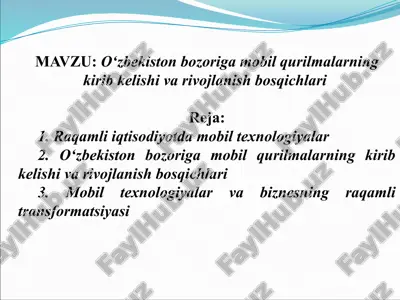 o‘zbekiston bozoriga mobil qurilmalarning kirib kelishi va rivojlanish bosqichlari — PPTX