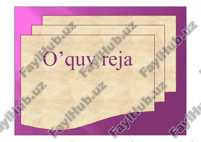 o’quv reja — PPTX