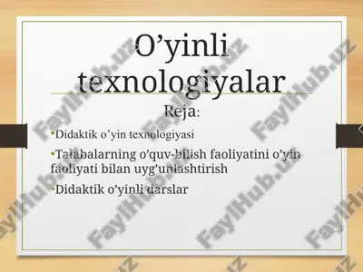o’yinli texnologiyalar — PPT