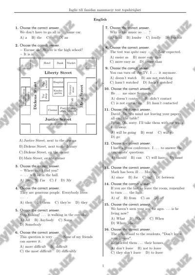 ingliz tili fanidan namunaviy test topshiriqlari — PDF