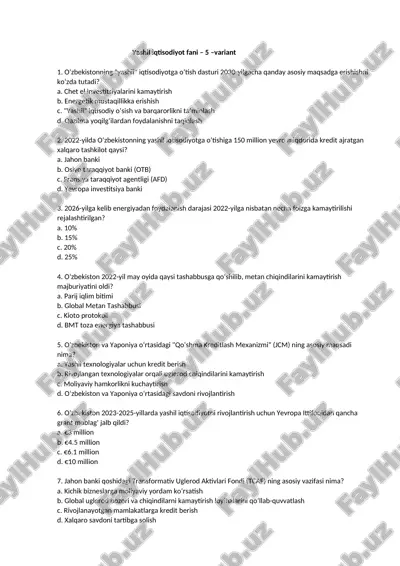yashil iqtisodiyot fani – 5 –variant — DOCX