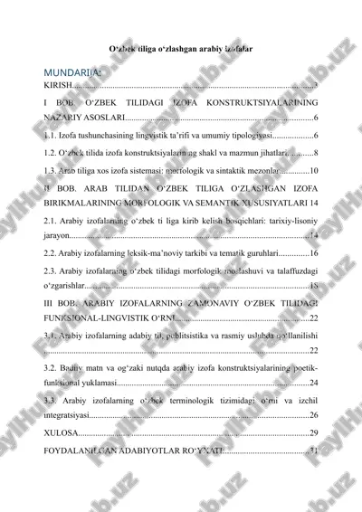 o‘zbek tiliga o‘zlashgan arabiy izofalar — DOCX