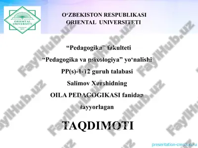 xorijada oila pedagogikasi fanining rivojlanishi tarixi — PPTX