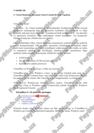virtualboxda virtual mashina yaratish — DOCX
