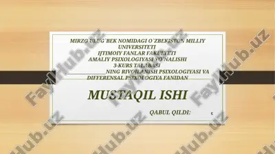 o`smirlik davri psixologiyasi — PPTX