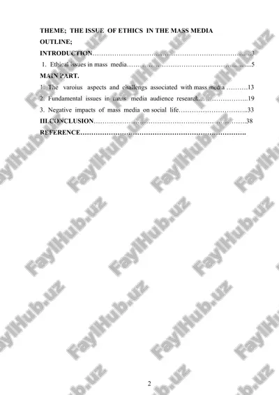 the issue of ethics in the mass media — DOCX