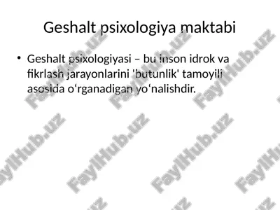 geshalt psixologiya maktabi — PPTX