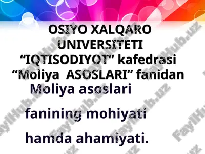 moliya asoslari — PPT