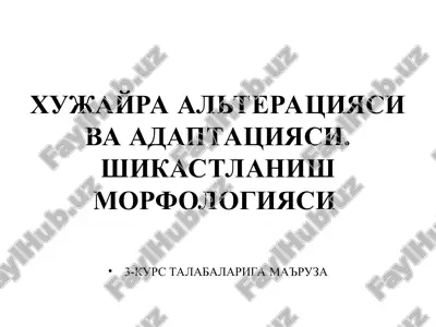 хужайра альтерацияси ва адаптацияси. шикастланиш морфологияси — PPT
