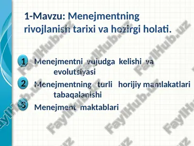 menejmentni vujudga kelishi va evolutsiyasi — PPT