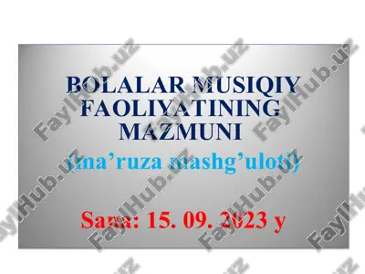 mtt da bolaning musiqaviy qobiliyatini rivojlantirish — PPT