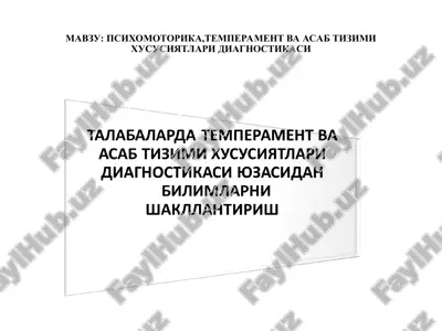 psixomotorika, temperament va asab tizimi hususiyatlari diagnostikasi — PPT