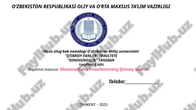 missionerlik va prozelitizmning ijtimoiy xavflari — PPTX