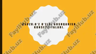 o‘z o‘zini boshqarish konsepsiyalari — PPTX