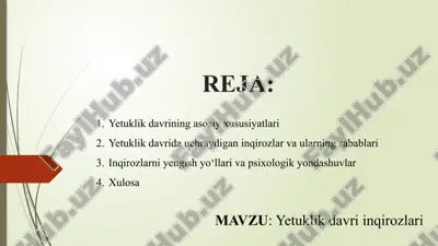 yetuklik davri inqirozlari — PPTX