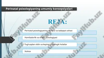perinatal psixologiyaning umumiy konsepsiyalari — PPTX