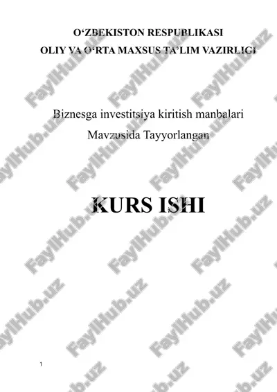 biznesga investitsiya kiritish manbalari — DOCX