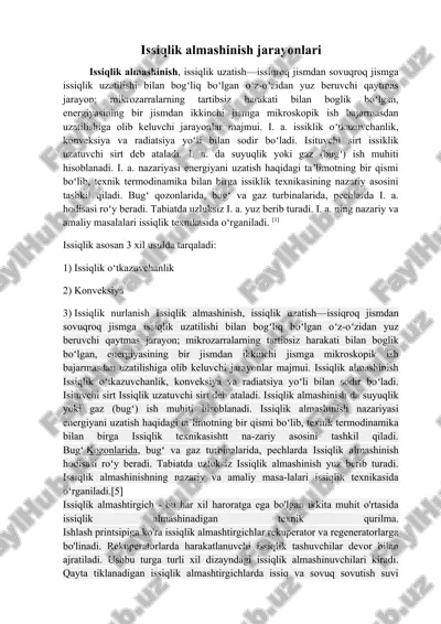 issiqlik almashinish jarayonlari — DOCX