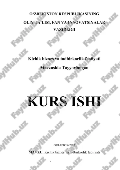 kichik biznes va tadbirkorlik faoliyati — DOCX
