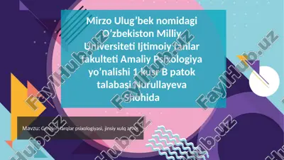 gender  farqlar psixologiyasi, jinsiy xulq atvor — PPTX