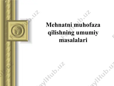mehnatni muhofaza qilishning umumiy masalalari — PPTX