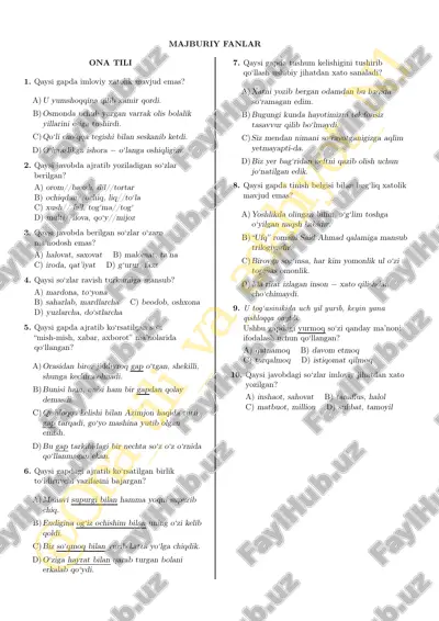 majburiy fanlar — PDF